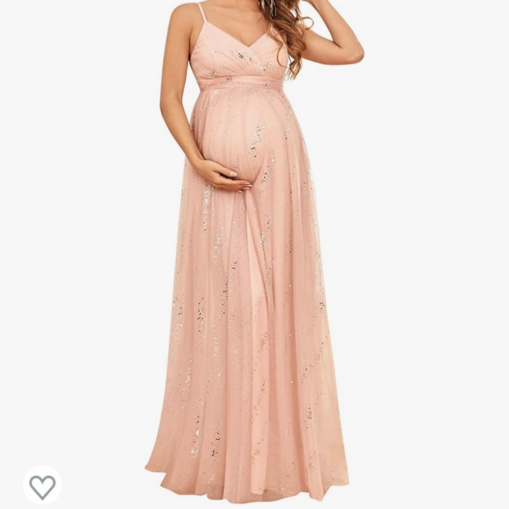 Elegant Pink Maternity Evening Gown